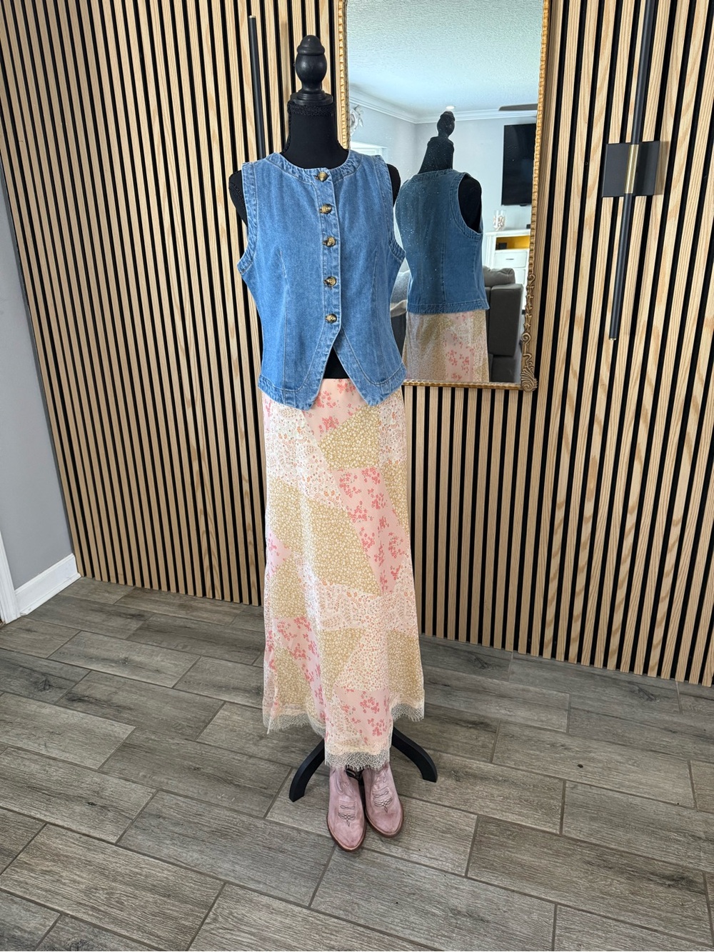 Pink Patchwork Maxi Skirt